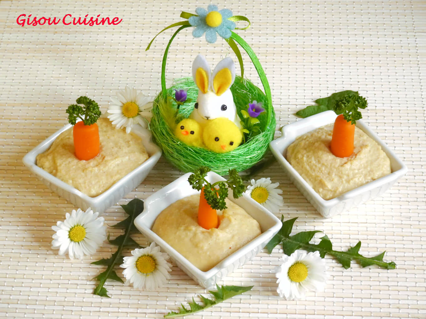 petites verrines de houmous pâques carotte