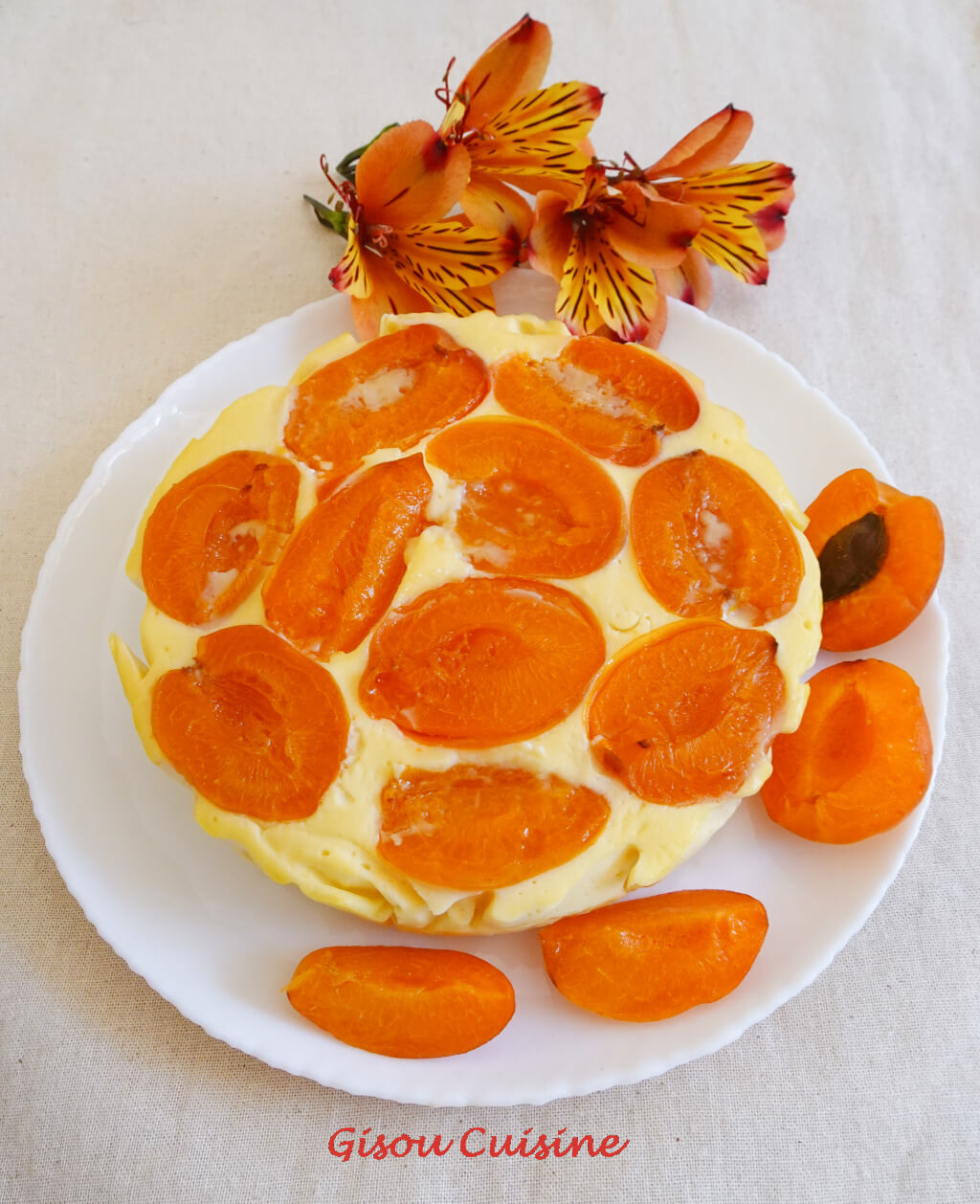 Gâteau flan protéiné abricots